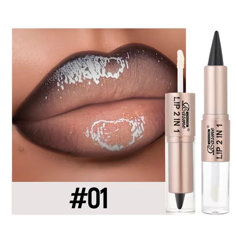 Rouge à Lèvres 2-en-1 & Gloss – Longue Tenue Waterproof