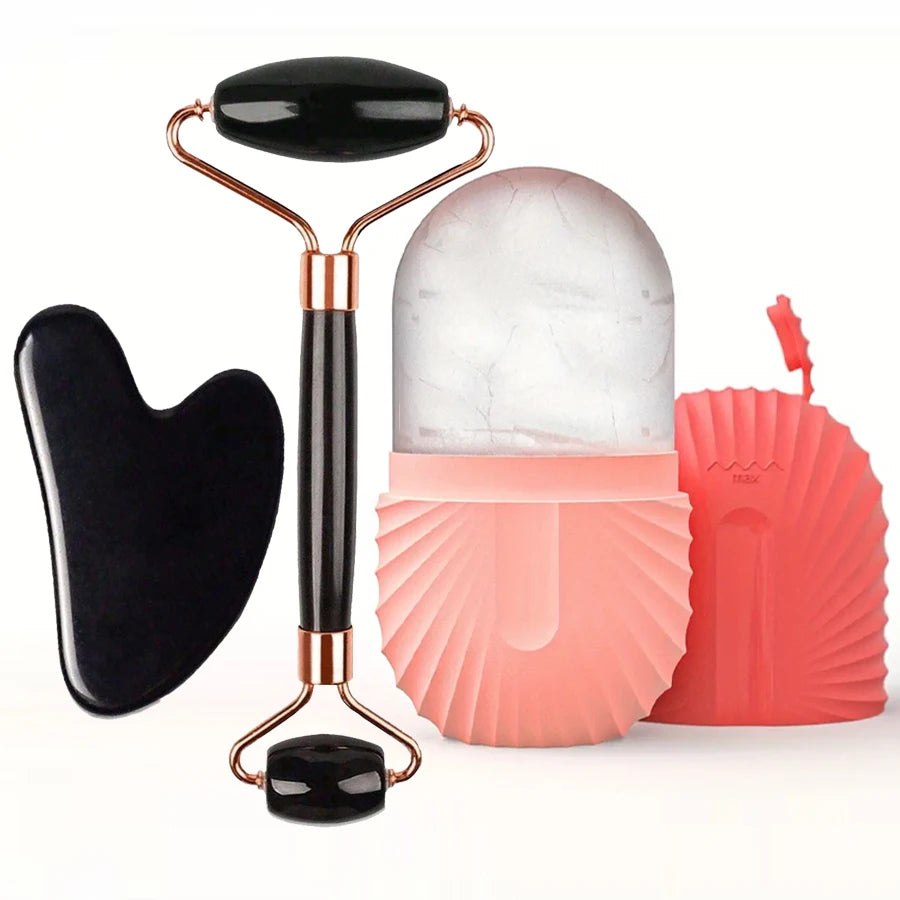Set Ice Roller + Gua Sha — Lifting, Drainage & Éclat Immédiat