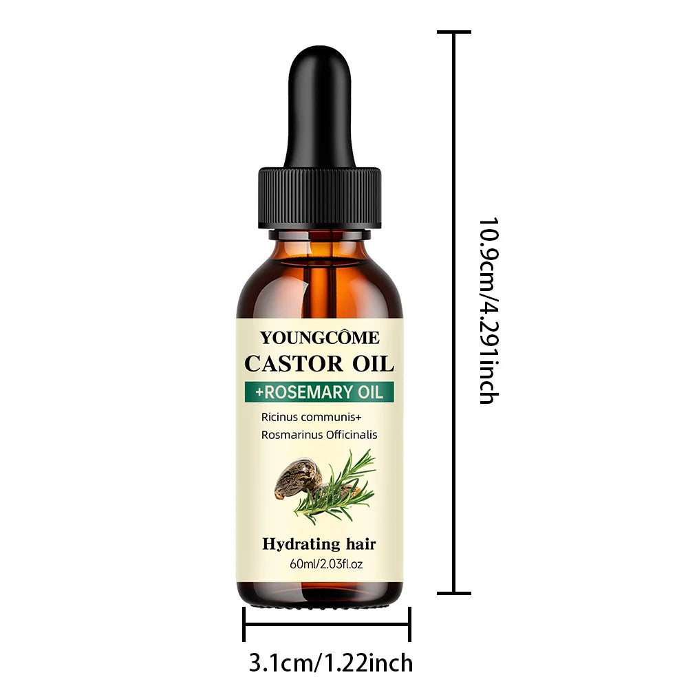 Huile de Ricin & Romarin Premium — Croissance Cheveux, Cils & Sourcils