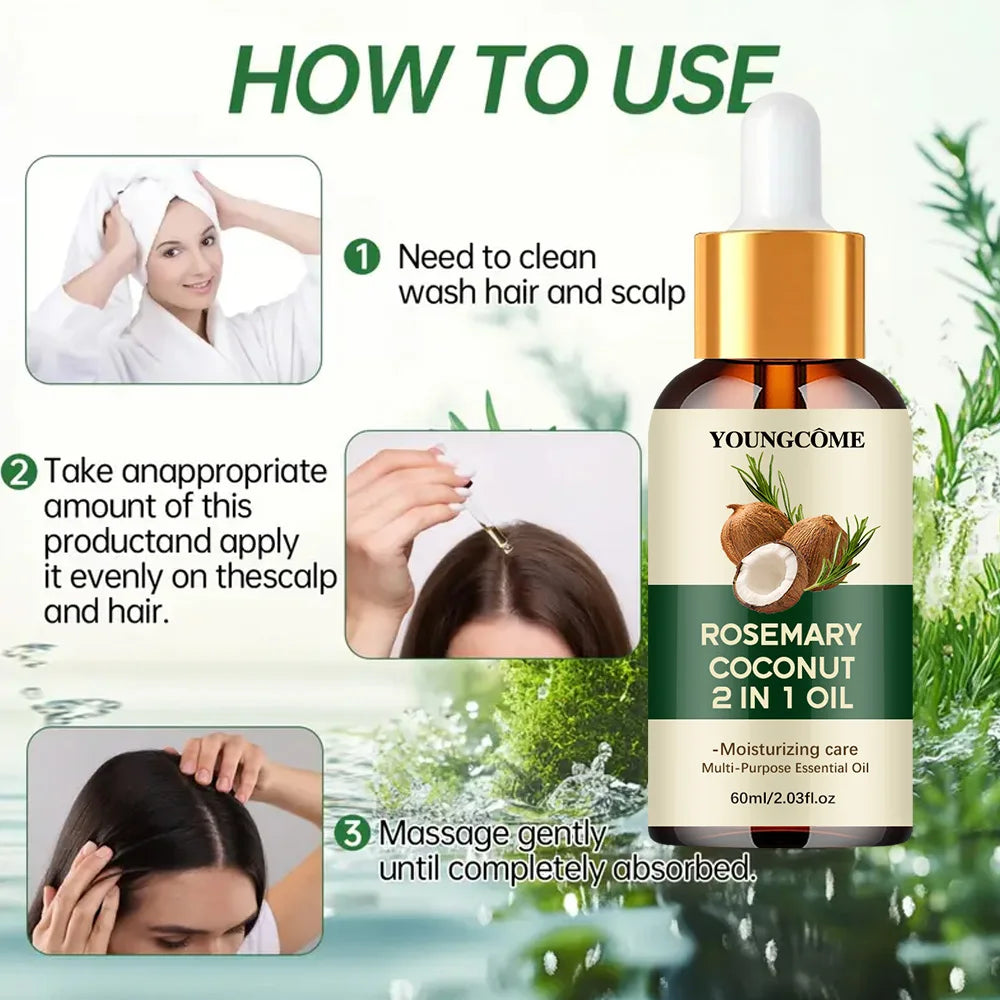 Huile Capillaire Romarin & Coco – Fortifie et Nourrit les Cheveux
