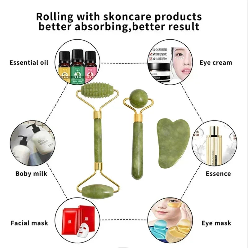 Set Roller Jade + Gua Sha — Rituel Anti-rides & Drainage