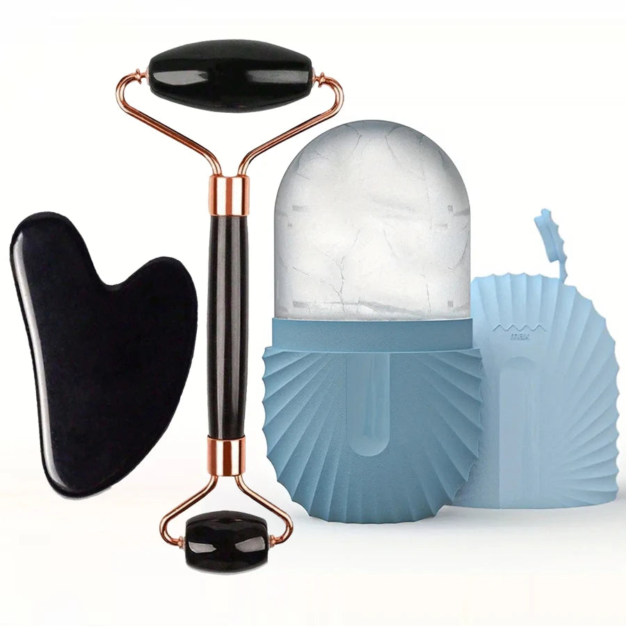 Set Ice Roller + Gua Sha — Lifting, Drainage & Éclat Immédiat