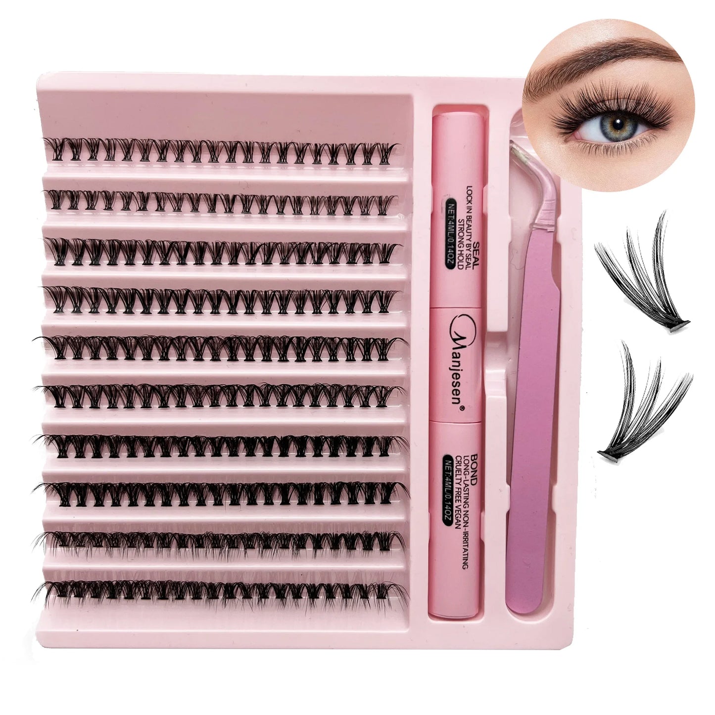 Kit Extensions de Cils DIY – 200 Touffes Cluster + Colle