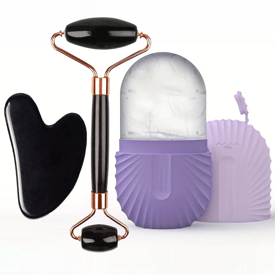 Set Ice Roller + Gua Sha — Lifting, Drainage & Éclat Immédiat
