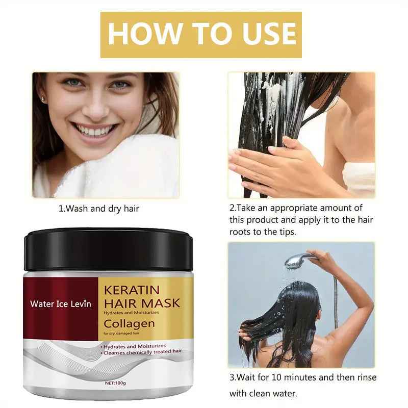 Masque Capillaire Collagène & Kératine – Anti-Frisottis & Contrôle du Gras