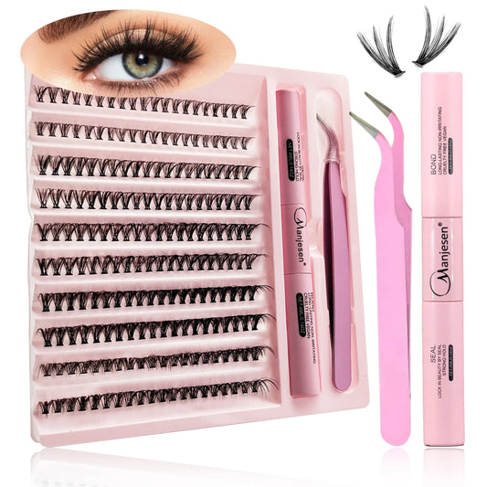 Kit Extensions de Cils DIY – 200 Touffes Cluster + Colle