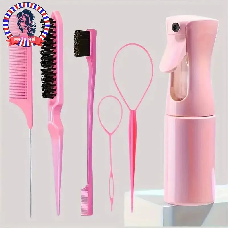 Set de Coiffage 6 en 1 – Brosses, Peigne & Vaporisateur