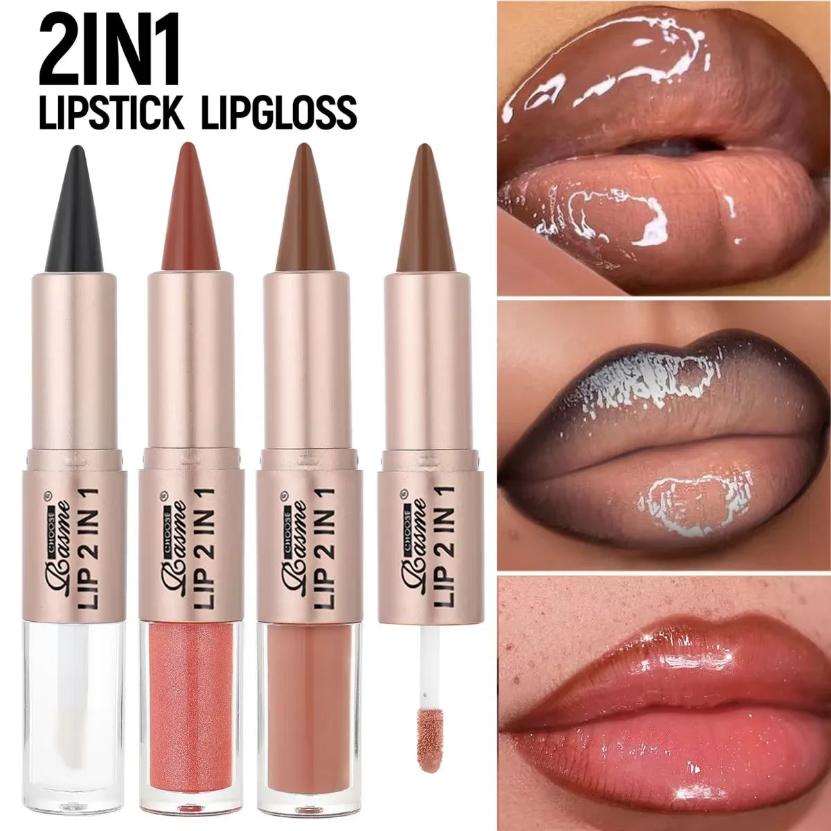 Rouge à Lèvres 2-en-1 & Gloss – Longue Tenue Waterproof