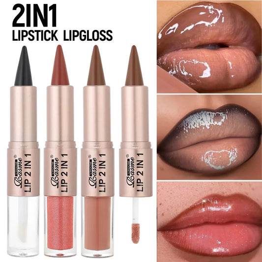 Rouge à Lèvres 2-en-1 & Gloss – Longue Tenue Waterproof