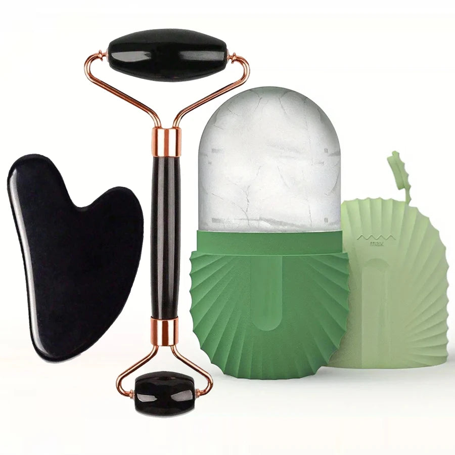 Set Ice Roller + Gua Sha — Lifting, Drainage & Éclat Immédiat