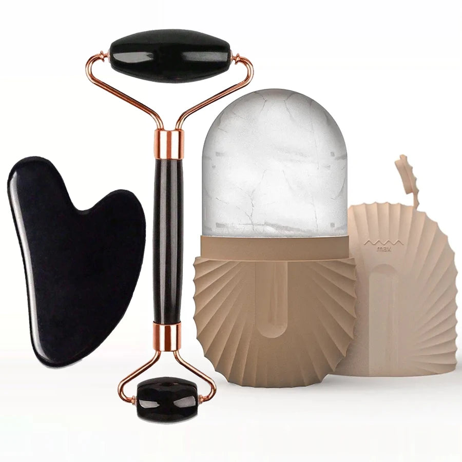 Set Ice Roller + Gua Sha — Lifting, Drainage & Éclat Immédiat