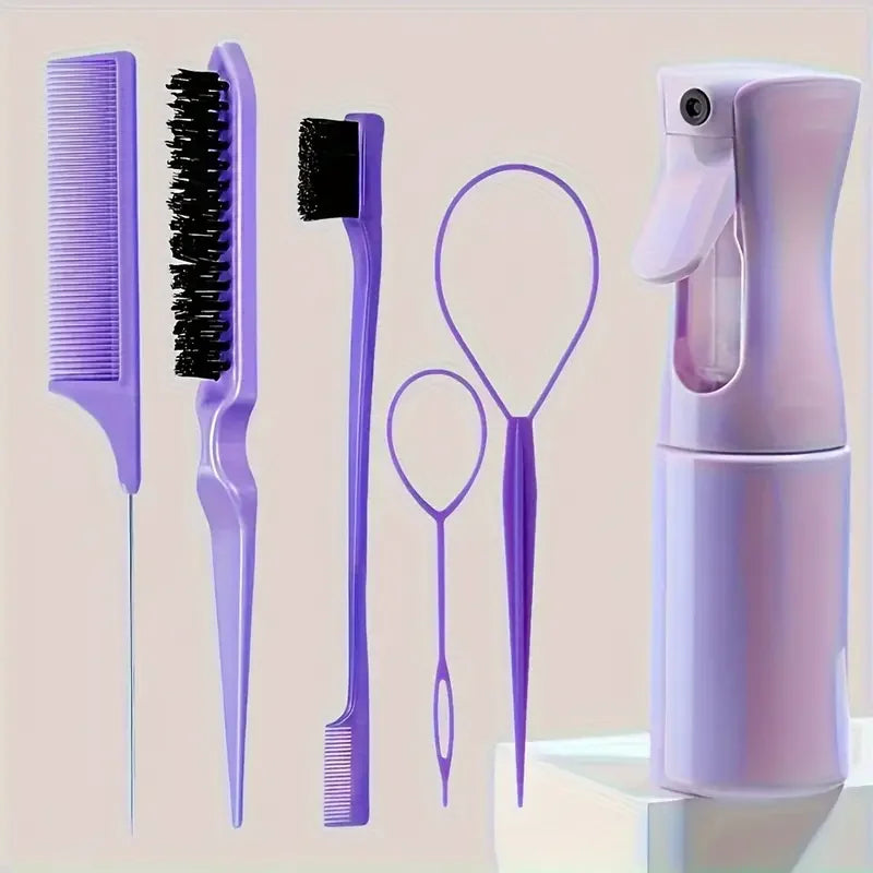 Set de Coiffage 6 en 1 – Brosses, Peigne & Vaporisateur