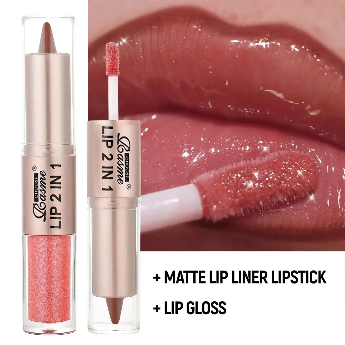 Rouge à Lèvres 2-en-1 & Gloss – Longue Tenue Waterproof