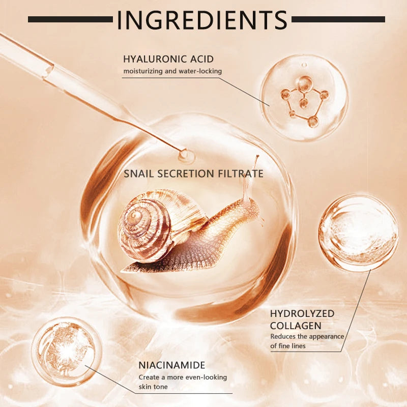 Sérum Mucine d'Escargot – Niacinamide, Acide Hyaluronique & Collagène