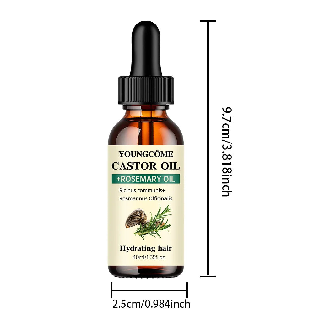 Huile de Ricin & Romarin Premium — Croissance Cheveux, Cils & Sourcils