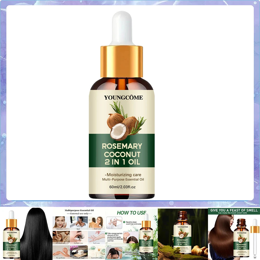 Huile Capillaire Romarin & Coco – Fortifie et Nourrit les Cheveux