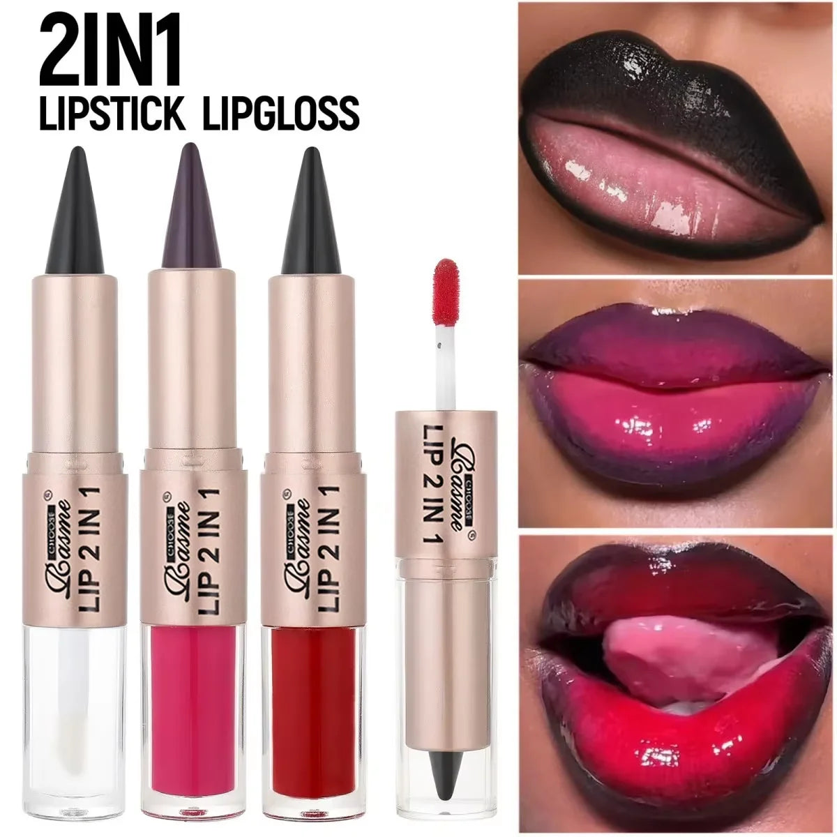 Rouge à Lèvres 2-en-1 & Gloss – Longue Tenue Waterproof