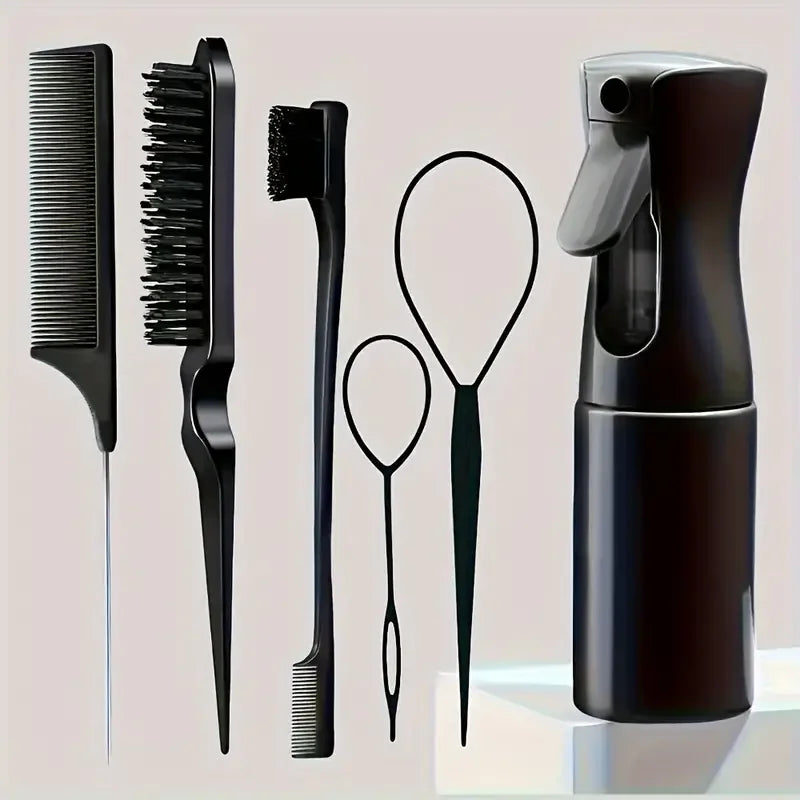 Set de Coiffage 6 en 1 – Brosses, Peigne & Vaporisateur