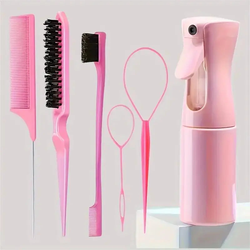 Set de Coiffage 6 en 1 – Brosses, Peigne & Vaporisateur