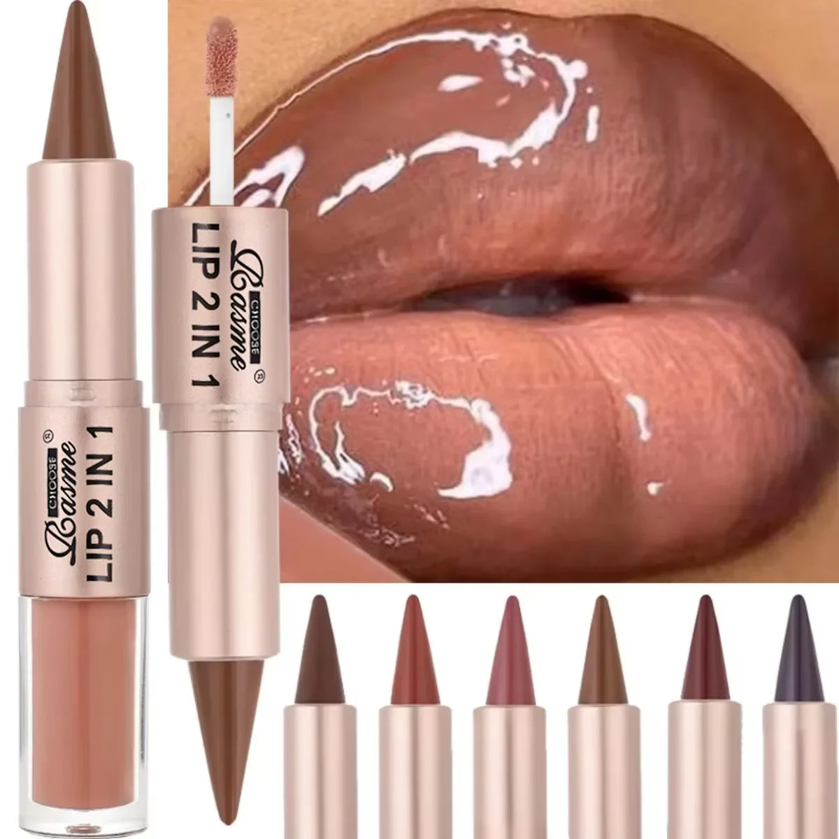 Rouge à Lèvres 2-en-1 & Gloss – Longue Tenue Waterproof